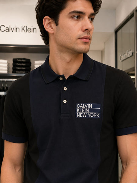 Elegant  Colorblock Premium Polo T-Shirt – Navy & Black