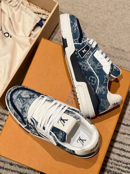 Elegant Monogram Denim Low-Top Premium Sneakers