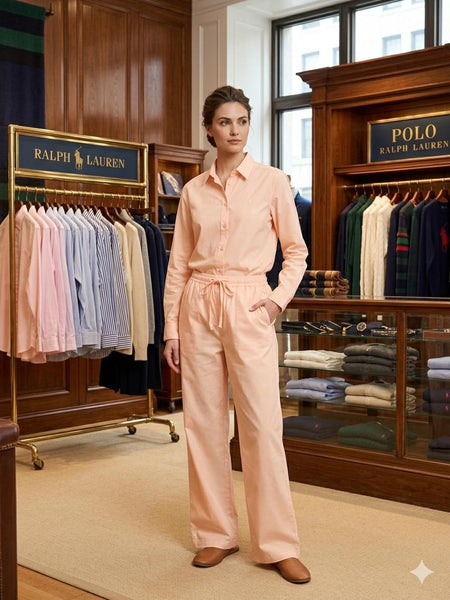 Premium Women's Peach Co-Ord Outfit | Full Sleeve Shirt with Drawstring Pants