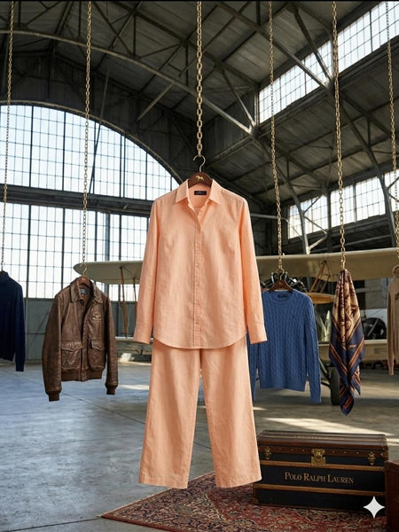 Premium Women's Peach Co-Ord Outfit | Full Sleeve Shirt with Drawstring Pants