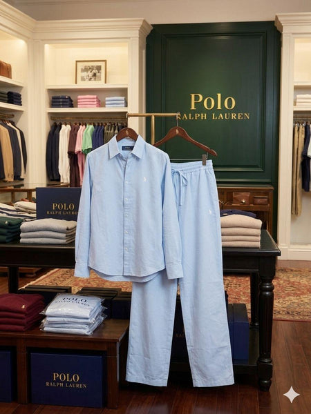 Premium Women's Sky Blue Co-Ord Outfit | Full Sleeve Shirt with Drawstring Pants