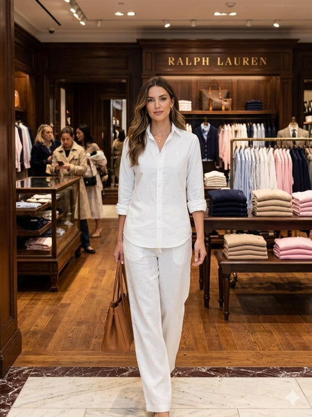 Luxury Women's White  Cotton Lenin Co-Ord Set | Premium Comfort Fit