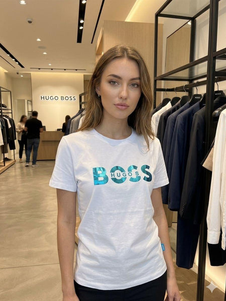 White Logo T-Shirt for Women Premium Casual Crew Neck Tee
