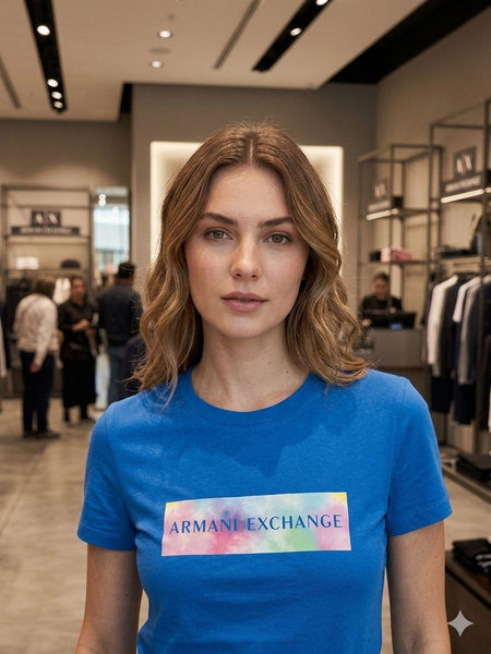 Imported  Blue Logo T-Shirt for Women | Premium  Casual Crew Neck Tee