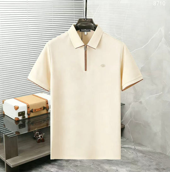 Luxury Men's Zip Polo T-Shirt – Premium Soft Fabric with Signature Embroidery
