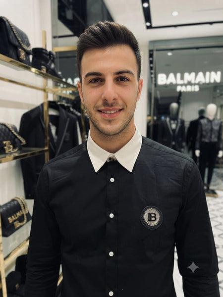 Premium Black Full Sleeve Shirt with White Contrast Collar & Cuffs