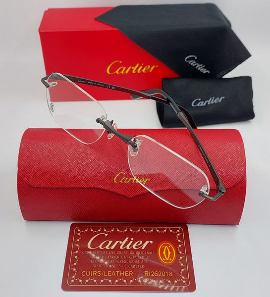 Premium Rimless Rectangle Eyeglasses Frame for Men  Gold Metal Optical Glasses