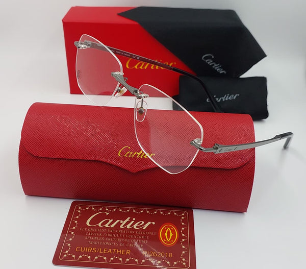 Premium Rimless Rectangle Eyeglasses Frame for Men  Gold Metal Optical Glasses