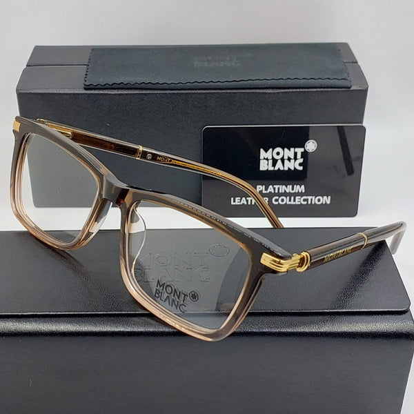 Premium Transparent Brown Square Full-Rim Eyeglasses Frame for Men