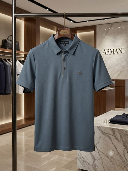 Men's Premium Steel Blue Polo T-Shirt Smart Fit Casual Collar T-Shirt