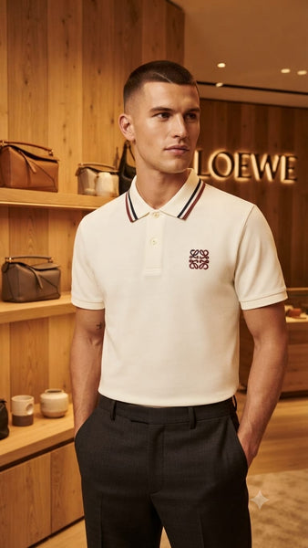 Luxury Imported Cream   Polo T-Shirt with Embroidered Logo