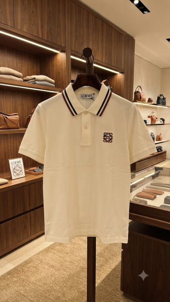 Luxury Imported Cream   Polo T-Shirt with Embroidered Logo