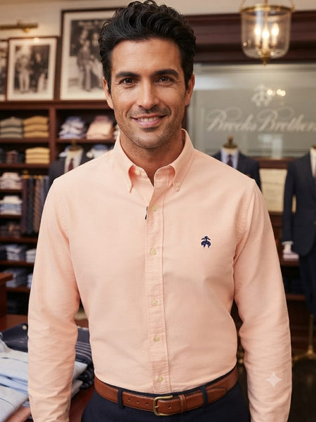 Premium Men’s Peach  Button-Down Shirt – Soft Smart Casual Regular Fit