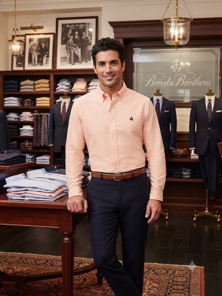 Premium Men’s Peach  Button-Down Shirt – Soft Smart Casual Regular Fit