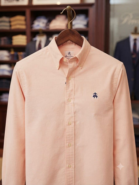 Premium Men’s Peach  Button-Down Shirt – Soft Smart Casual Regular Fit