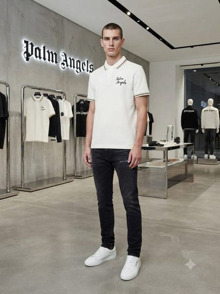 Premium Men's White Contrast Stripe Polo T-Shirt  Regular Fit Smart Casual Wear