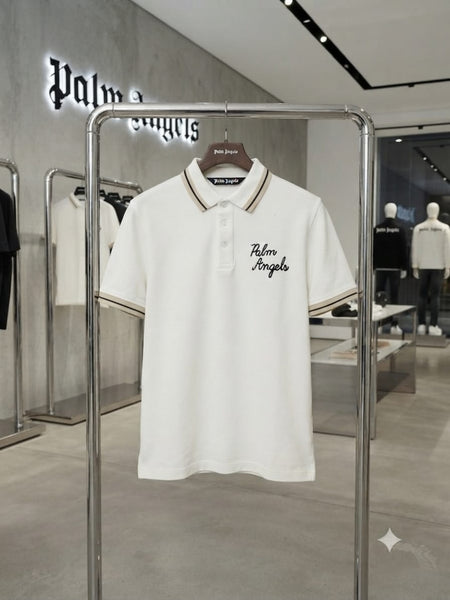 Premium Men's White Contrast Stripe Polo T-Shirt  Regular Fit Smart Casual Wear