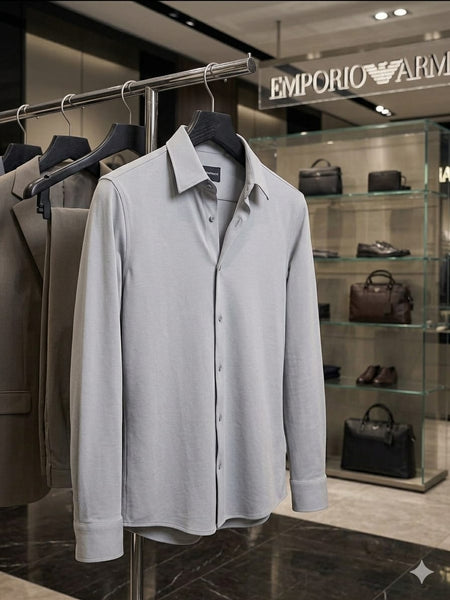 Premium Men's Grey Formal Full Sleeve Shirt Regular Fit Office Wear