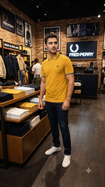 Fred Perry Men's Mustard Yellow Premium Polo T-Shirt