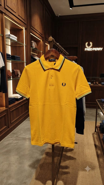 Fred Perry Men's Mustard Yellow Premium Polo T-Shirt