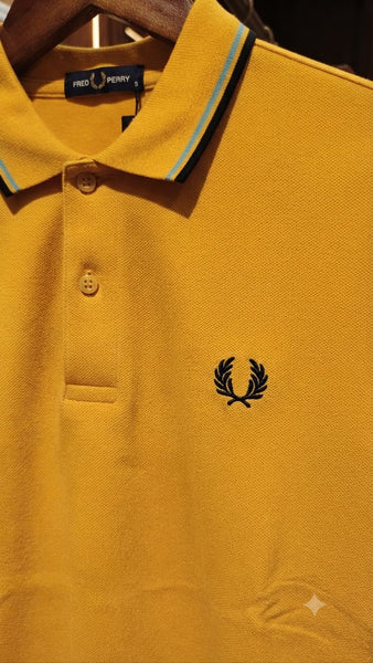 Fred Perry Men's Mustard Yellow Premium Polo T-Shirt