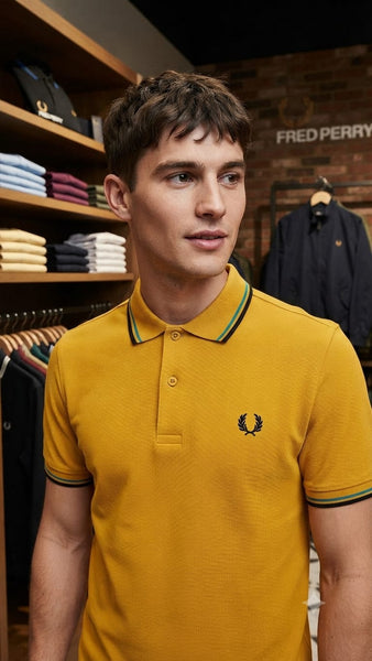 Fred Perry Men's Mustard Yellow Premium Polo T-Shirt