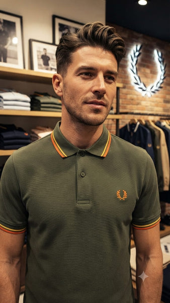 Premium Men's Olive Green Polo T-Shirt with Contrast Tipping