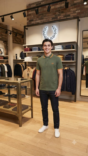 Premium Men's Olive Green Polo T-Shirt with Contrast Tipping