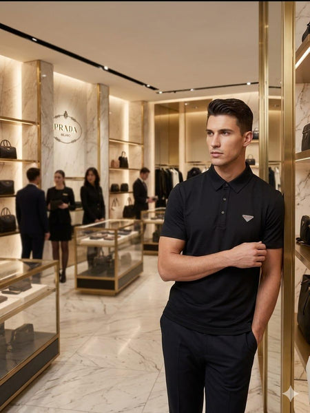 Men's Premium Black Polo T-Shirt | Modern Textured Designer Polo
