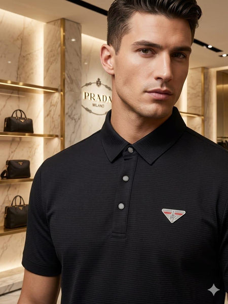 Men's Premium Black Polo T-Shirt | Modern Textured Designer Polo