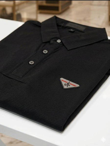 Men's Premium Black Polo T-Shirt | Modern Textured Designer Polo