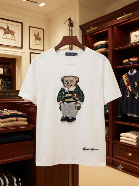 Premium Women's White Teddy Bear Graphic  T-Shirt