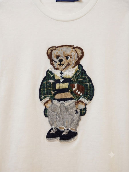 Premium Women's White Teddy Bear Graphic  T-Shirt