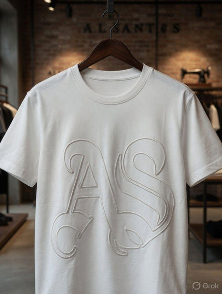 Women's White Embossed Logo on T-Shirt Premium Casual Crew Neck Tee