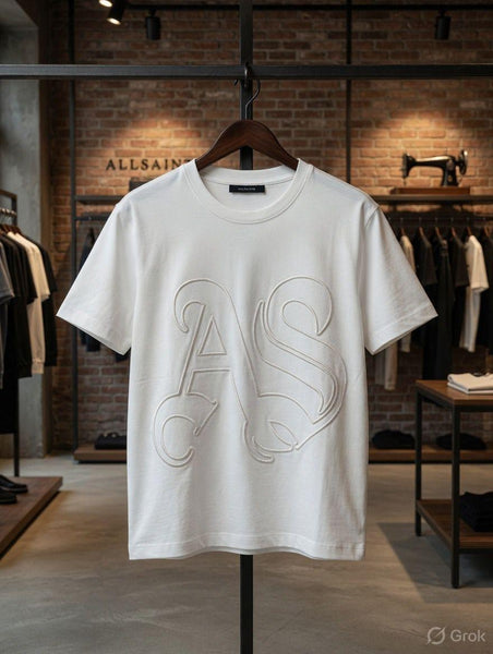 Women's White Embossed Logo on T-Shirt Premium Casual Crew Neck Tee