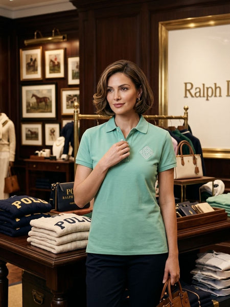 Women's Mint Green Polo T-Shirt  Premium  Casual Collared Tee