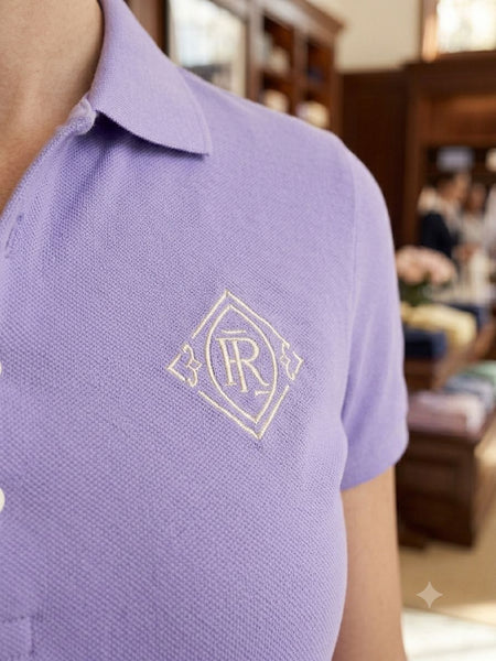 Women's Premium Casual Polo T-Shirt Purple  Embroidered Logo Design