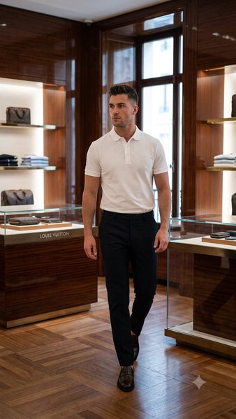 Premium White Polo T-Shirt for Men Classic Fit Elegant Casual Wear