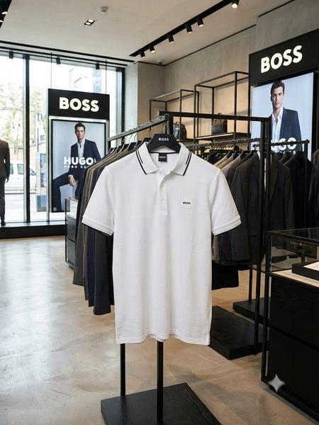 Men's White Premium Polo T-Shirt – Classic Fit with Contrast Collar