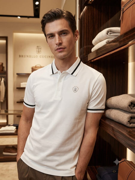 Premium White Polo T-Shirt for Men Classic Regular Fit Casual Collar Tee