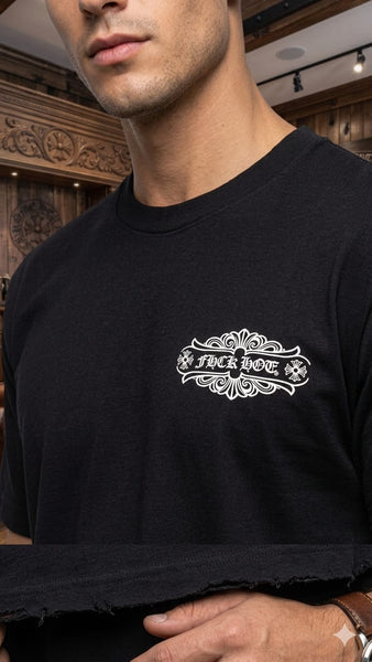 Premium Men's Black Embroidered  Oversized T-Shirt