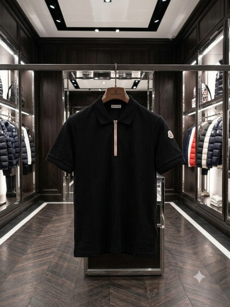 Premium Men's Black Half-Zip Polo T-Shirt | Luxury Casual Regular  Fit  Polo