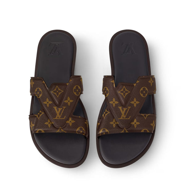 Luxury Monogram Cross Strap Slide Sandals for Men
