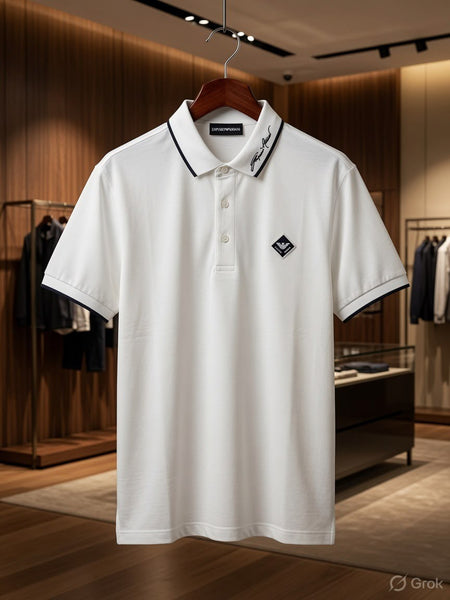 Premium White Signature Collar Polo T-Shirt for Men