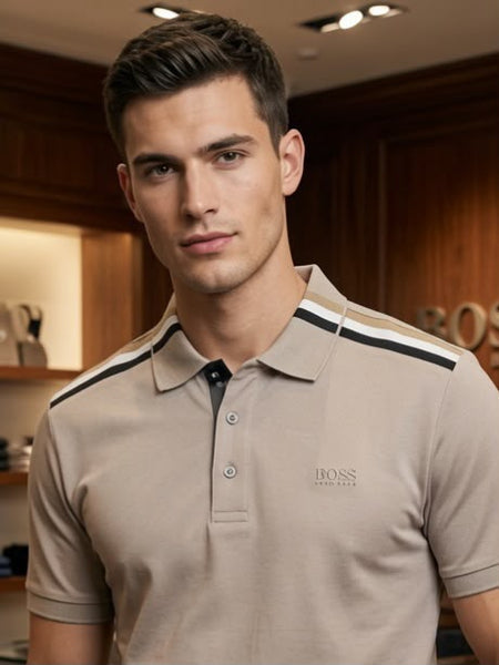 Men's Premium Beige Polo T-Shirt – Classic Fit Casual Tee