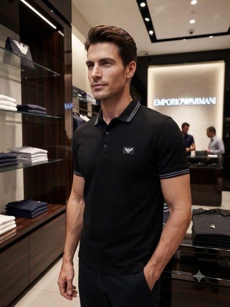 Premium Men's Black Polo T-Shirt | Classic Regular Fit Casual Half Sleeve Polo