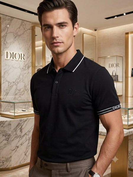 Premium Black Polo T-Shirt for Men | Classic Contrast Collar