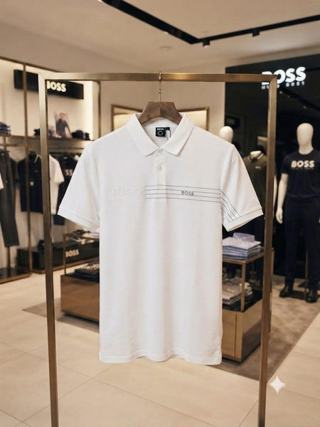Premium White Polo T-Shirt for Men Classic Striped Design Smart Casual Wear