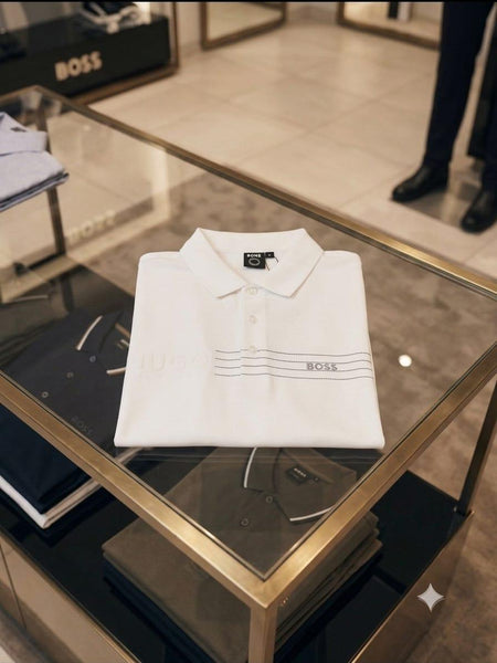 Premium White Polo T-Shirt for Men Classic Striped Design Smart Casual Wear