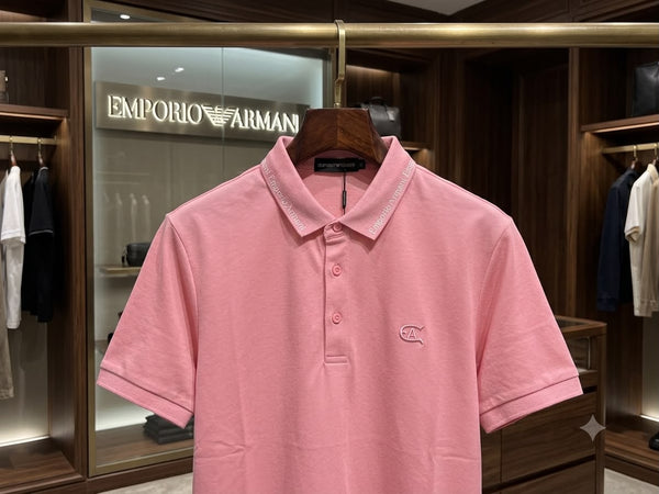 Men's Premium Pink Polo T-Shirt Soft Textured Fabric Classic Collar